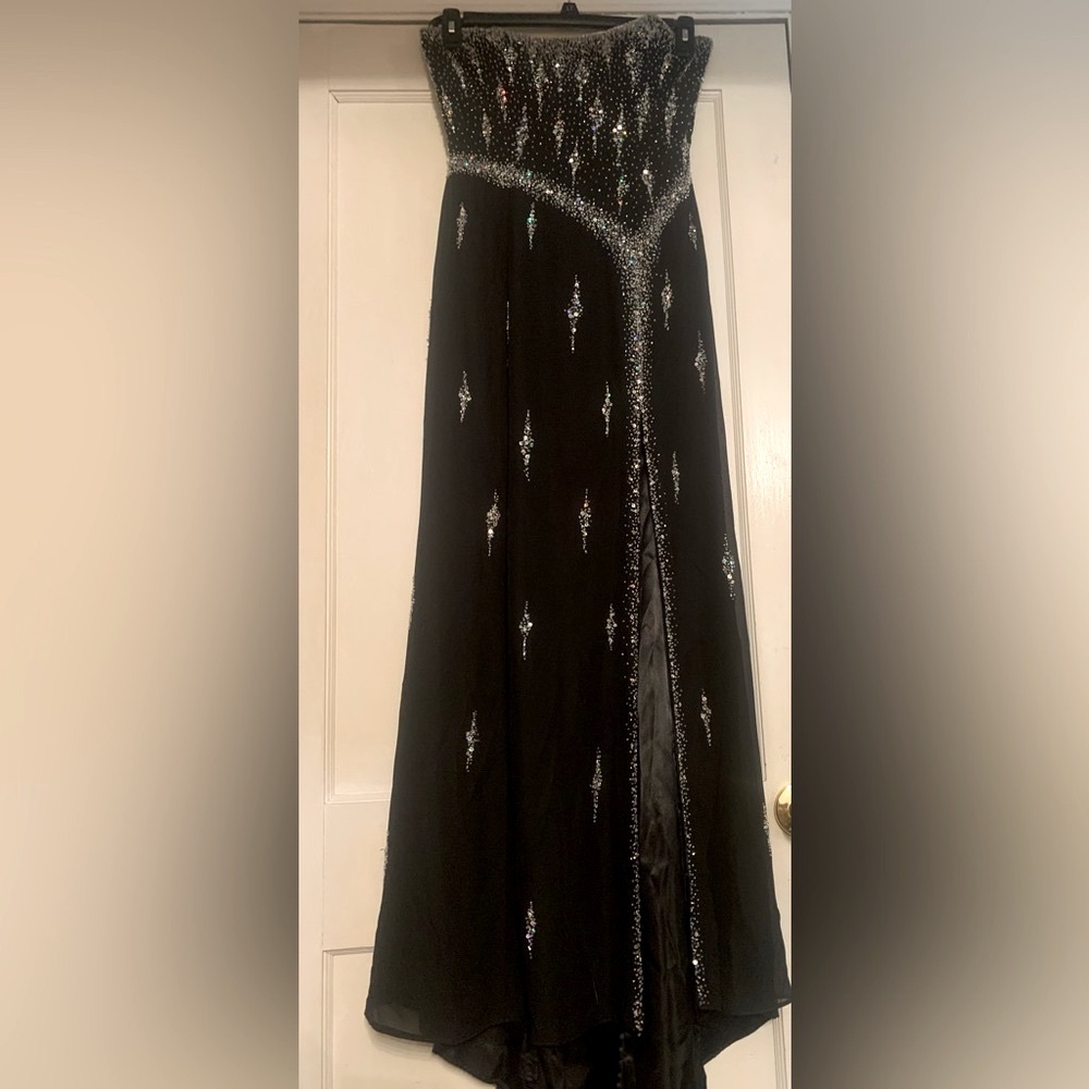 MY Fashion Black Beaded and Sequins Strapless Prom Dress Size 8